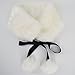 Felice Ann Women's Fall Winter Warm Soft Faux Fur Collar Self Tie Warp Neck Warmer Scarf, White, One Size