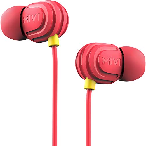 Mivi Rock and Roll W1 Wired Earphones with HD Sound and Powerful Bass with Mic-Red