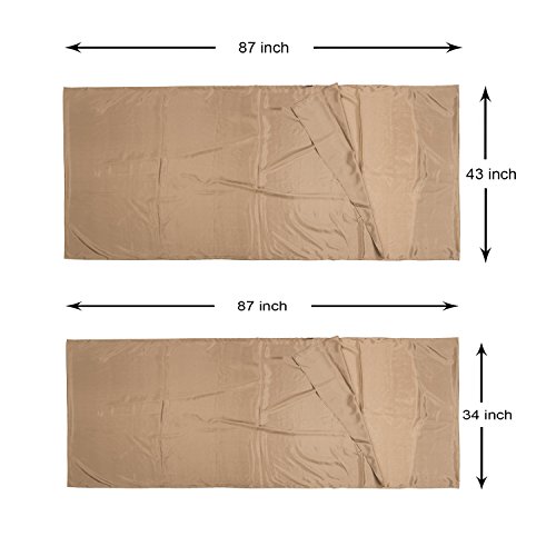 Browint Silk Sleeping Bag Liner, Silk Sleep Sheet, Sack, Extra Wide 87"x43", Lightweight Travel and Camping Sheet for Hotel, More Colors for Option, Reinforced Gussets, Pillow Pocket