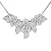 Hawaiian Silver Jewelry 925 Sterling Silver Synthetic CZ Three Plumeria Maile Leaf Slider Necklace, 18-Inch