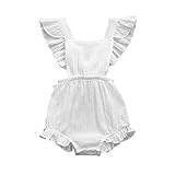 Viworld Infant Baby Girl Twins Bodysuit Sleeveless Ruffles Romper Sunsuit Outfit Princess Clothes (White, 80(6-12 Months))