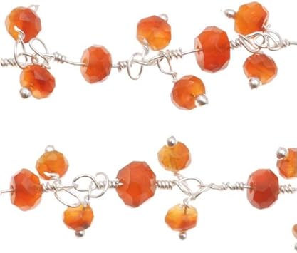 Amazon.com: Beadaholique cadena de gemas envueltas en alambre, piedra preciosa de cornalina, 0.157 in, rondelles, plata de ley, corte a pedido, por pulgadas: Furniture \u0026 Decor