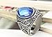 Flongo Men's Vintage Stainless Steel Statement Ring Celtic Knot Blue Glass Class Band, Size 13