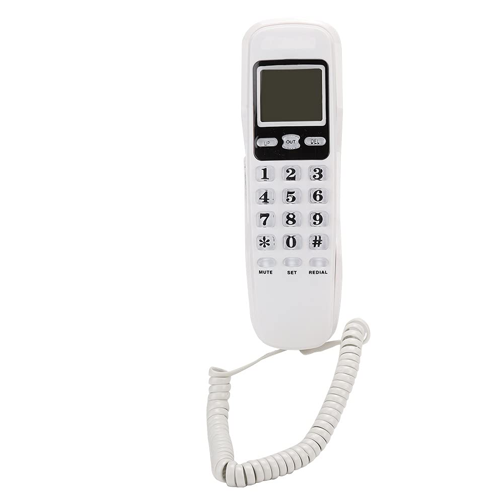 Landline Phone, DTMF/FSK Corded Telephone with Caller ID Real-time Date Display and Number Memory for Home, Office, Hotel(White)