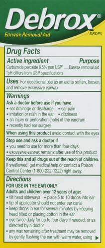 DEBROX EARWAX REMOVAL DROPS WITH GENTLE MICROFOAM CLEANSING ACTION, 0.5 FL OZ