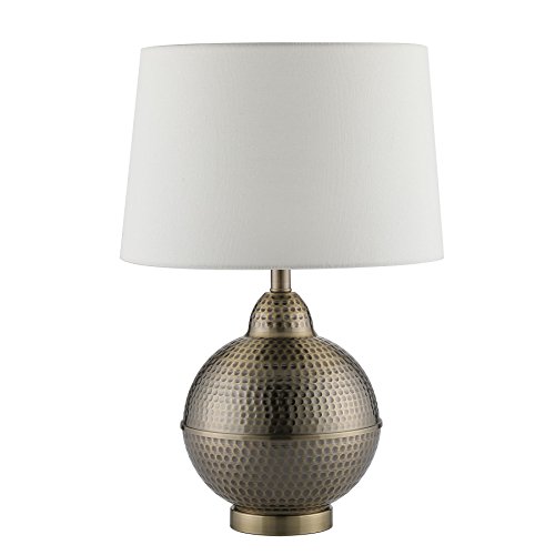 CO-Z Hammered Pot Table Lamps, Large Modern & Contemporary White Shade with Handcrafted Hammered Brass Base Desk Lamp for Living Room Bedroom Bedside Console