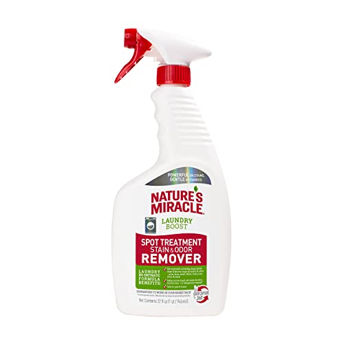 NATURE’S MIRACLE LAUNDRY BOOST SPOT TREATMENT STAIN AND ODOR REMOVER, 32 OZ., LAUNDRY PRE-WASH STAIN AND ODOR REMOVER