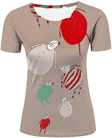 3d Tee Shirts Women Cartoon Santa Claus Print Short Sleeve T-Shirts Graphics Tees L