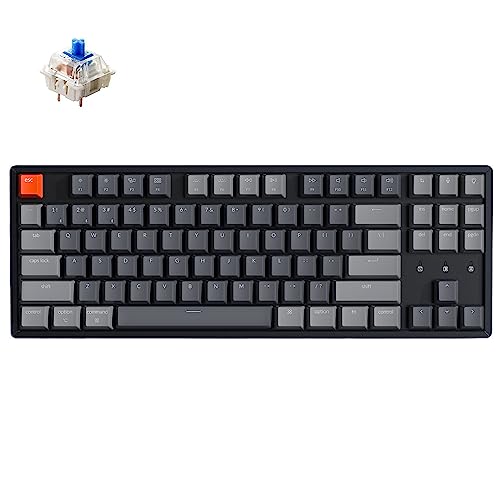 Keychron K8 87 Keys Wireless Mechanical Keyboard, 80% Layout Bluetooth TKL Tenkeyless RGB Backlight with Gateron G Pro Blue Switch Aluminum Frame USB-C Wired Gaming Keyboard for Mac Windows