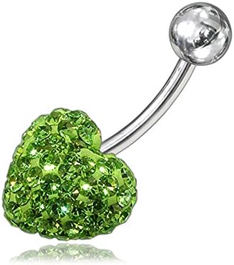 Light Green Heart Multi Preciosa Crystal Stone Ball Belly jewelry