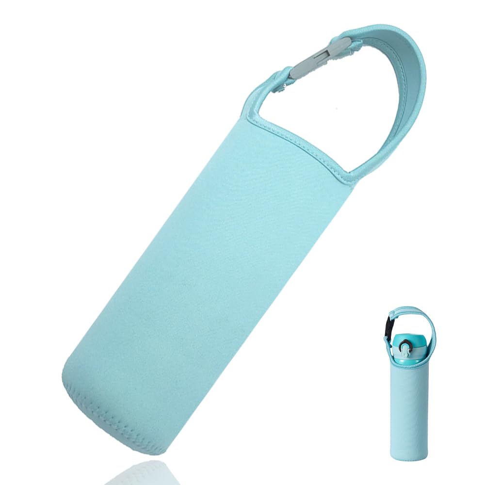 WsKingWA Neoprene Water Bottle Sleeve Carrier Pouch for Outdoor Hiking Travel Drink Carrying 17.5 x 6.6cm (Blue)