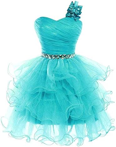 Lilibridal Short Prom Dresses Beaded Puffy One Shoulder Homecoming Pageant Fomal Evening Ball Gowns 083…