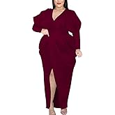 Lady African Dresses V-Neck Split Maxi Long Dresses Elegant Dashiki Party Dress for Women Afrcan Evening Clothing