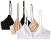 Fruit of the Loom Girls' Cotton Convertible Bralette, 3-pack training bras, Black Hue/White/Sand, 28 US