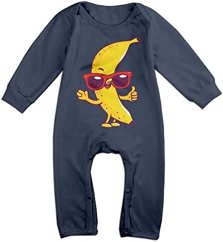 Eilinqch Cool Banana Glasses Baby Boys Girls Cute Long Sleeve Romper Jumpsuit Bodysuit 12 Months Navy