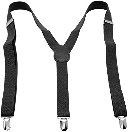 Classy Men's Suspenders - 1" Width - Comfortable Hold - Y Back Design - Adjustable Elastic Straps by Star Falcons (Black)