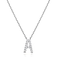 PAVOI 14K White Gold Plated Cubic Zirconia Initial Necklace | Letter Dainty Necklaces for Women