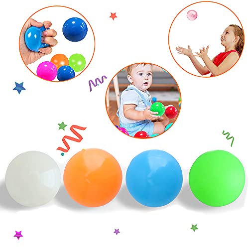 EXZ 4 Pcs Ceiling Balls,Stress Balls for Adults and Kids, Glow in The Dark Sticky Balls for Kids