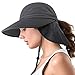 Camptrace Safari Sun Hat Wide Brim Fishing Hat with Neck Flap for Women Hiking Hunting Camping Ponytail Packable UPS UPF 50+