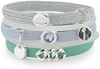 Hair Tie No.5 (Green/L.Blue/Silver-tone-PlaSilver-tone