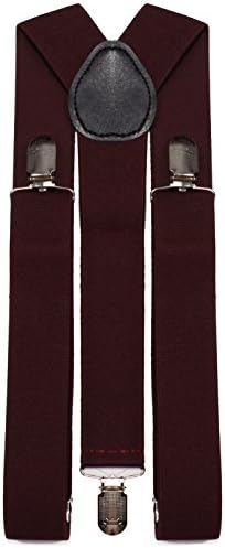 Sunny Ocean Burgundy Party Suspenders for Men Women with Strong Clips Tall (54 Inches) Burgundy