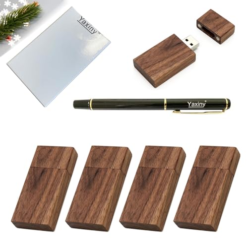 Yaxiny 5 x Rectangular Walnut Wood USB 2.0/3.0 Flash Drives 3.0/64GB Wood USB Disk-4