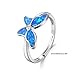 FANCIME Created Opal Butterfly Open Circle Rings 925 Sterling Silver Charming Dainty Cubic Zirconia CZ Fine Jewelry for Women Girls Size Adjustable 5,6,7,8,9