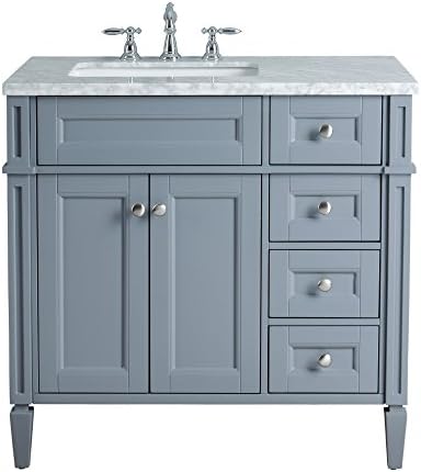 Stufurhome HD-1524G CR Anastasia French 36 Inches Single Sink Bathroom Vanity, Grey