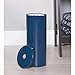 mDesign Modern Plastic Toilet Tissue Paper Roll Holder Canister Stand with Lid - Vertical Bathroom Storage for 3 Rolls of Toilet Tissue - Holds Large Mega Rolls - Navy Blue