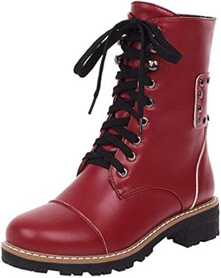 women's lace up square toe boots