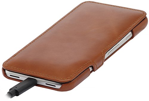 StilGut Book Type with Clip, Genuine Leather Case for Google Pixel, Flip Cover with with Smart Sleep/Wake Function, Full Body Protection, Cognac Brown - Thumbnail 4