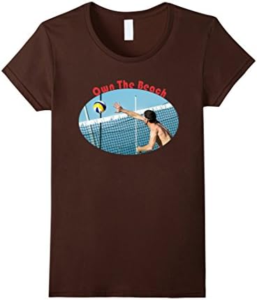 Womens OWN THE BEACH VOLLEYBALL SURF CALIFORNIA T-SHIRT Small Brown