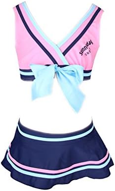 Chrysea Little Girls' Cute Bowknot Bikini Two-piece Swimsuit (4-5 Years, Pink)