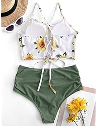 Conjunto de Tankini de cintura alta con cordones de espagueti y correas de espagueti ZAFUL para dama