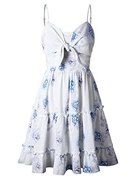 Hibluco vestido de nudo con lazo floral, sexy, halter en A, para mujer