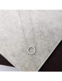 Collar con circonita cúbica de círculo abierto delicado para dama de honor, color plateado, NA, DB