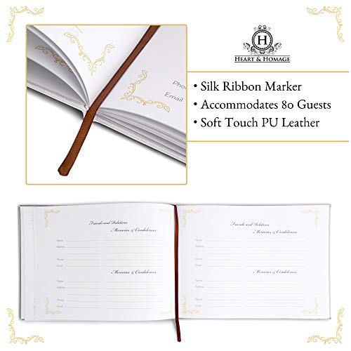 Heart & Homage Funeral and Memorial Guest Sign-in Book with Pen and Memory Table Sign, PU Leather Hardcover, Large - Beautiful, Celebration of Life Registration Books (White) - Thumbnail 3