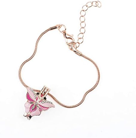 Zhixuan Butterfly Pendant Essential Oil Diffuser Bracelet Aromatherapy Perfume Oil Diffuser Bracelet Locket Pendant Rose Gold Adult16cm