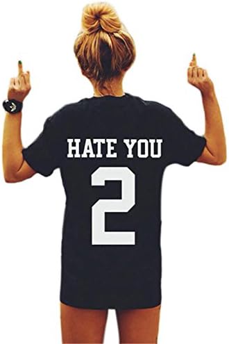 DANVOUY Women's Summer Short Sleeve Graphic Casual Teen Girl Tops Tee T-Shirt Black Medium