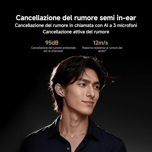 Buds 6, Auricolari True Wireless, Cancellazione del Rumore con 3 Microfoni, Harman AudioEFX, Circuito Magnetico Triplo, 35 Ore di Riproduzione, Tramite App, IP54, Nero