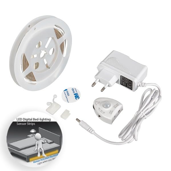 VoltShine Kit striscia LED 12V DC SMD2835, lunghezza 1,20 m, IP20. Illumina il tuo letto con una calda tonalità di 3000 K. Perfetto per arredare e dare stile a qualsiasi spazio. Decora la tua casa con