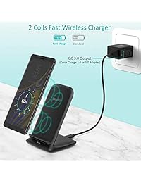 CHOETECH 15W Wireless Charger, Fast Wireless Charging Stand Compatible with iPhone 11 11 Pro 11 Pro Max XS Max XR XS X, Samsung Galaxy Note 10 S10 S10E S9, LG V30 V35 V40 G8 (with QC 3.0 AC Adapter)