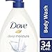Dove Body Wash Pump For Dry Skin, Deep Moisture, Sulfate Free Moisturizing Bodywash, 34 Fl Oz