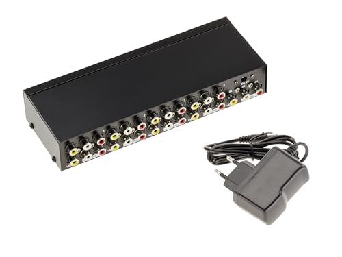Kalea-Informatique © - Splitter Audio Stereo Et/Ou Video Composite 8 Ports - 1 Entrée / 8 Sorties
