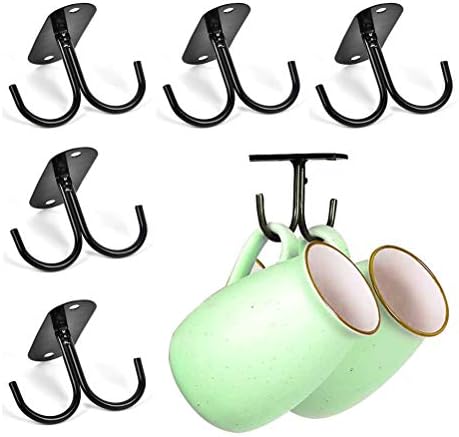 TIMESETL 6 Pack Mug Holder, Rustic Underneath Cupboard Mug Organizer Rack Cup Shelf with 12 Hanging Hooks for Mugs, Espresso Cups, Beer Glass and Kitchen Utensils Show