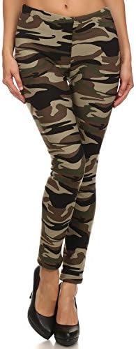 Comfy Stretch Leggings For Women Ankle Length One Size Fits Most - Army Camouflage