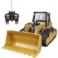 CHSSQ RC Bulldozer 5 Channel Full Function Crawler Remote Control Bulldozer Excavator Construction Vehicle Front Loader Dump Truck Toy