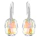 EleQueen 925 Sterling Silver CZ Rectangle Hook Drop Earrings Made with Crystals