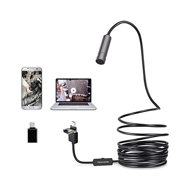 Teslong 5 MP Autofokus-Endoskop, 3. Generation USB-Endoskop mit 5.0 Megapixel Inspektionskamera, 5 m wasserdichtes…