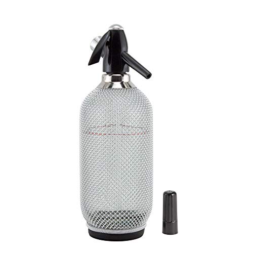 Behind The Bar Glass Soda Siphon Starter Kit - 1 Liter Soda Siphon & 40 CO2 Chargers - Thumbnail 3